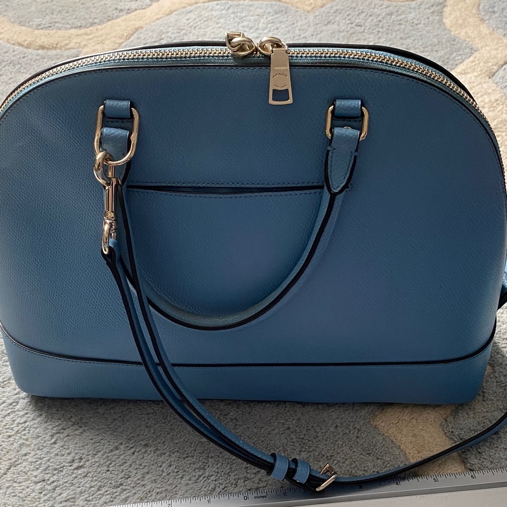 Coach Blue Leather Dome Satchel with Gold Hardware - Picture 8 of 16